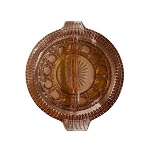 VTG Windsor Pink Depression Glass Divided Nut Trinket‎ Candy Vanity Tray Dish